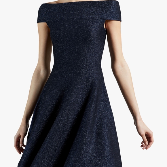 Shelbiy Sparkly Skater Dress Navy 